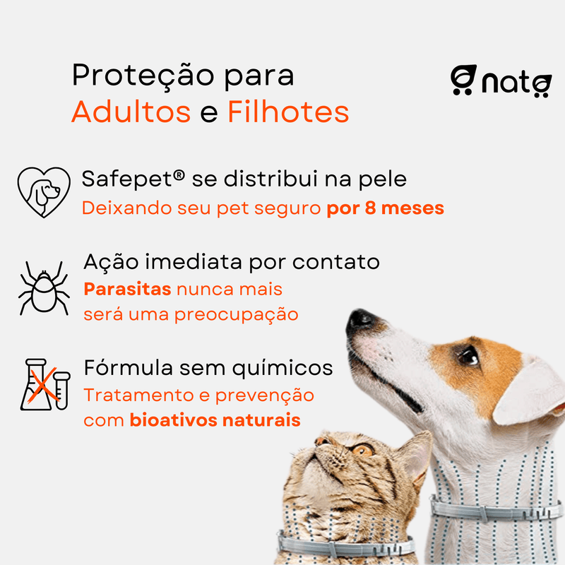 Colar SafePet Anti Pulgas e Carrapatos [8 Meses de Proteção]